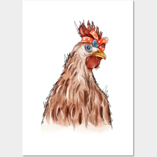 Chicken lady.watercolor painting.	. Posters and Art